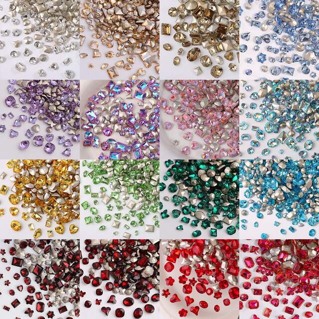 Colorful Pointed-Bottom Irregular-Shaped Rhinestones Mixed Decorations, Colorful Rhinestones, Candy Soda Internet Celebrity Nail Art Rhinestones, Whole Batch of Sparkling Decorations detail 5