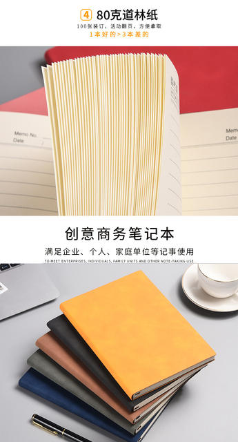 Business A5 Thickened Notebook with Logo Printing, Sheepskin A6 Notepad, Office Gift Set, B5 Diary detail 6