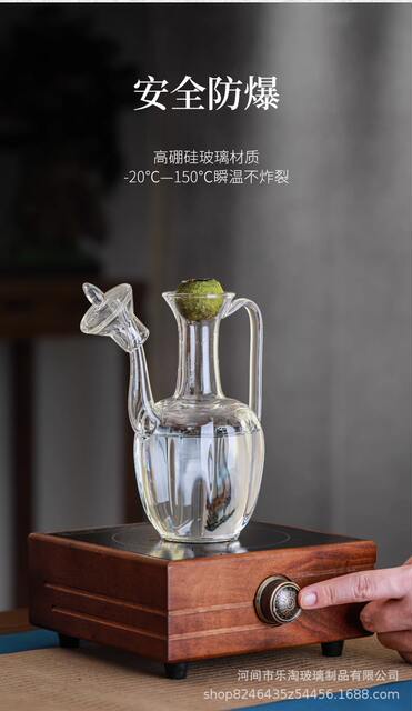 Transparent Imitation Song Pot Glass Imperial Concubine Pot High Borosilicate Glass Green Teapot Electric Ceramic Stove Tea Boiling Xiaoqing Orange Teapot detail 7