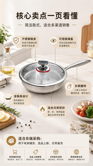 304 Stainless Steel Non-Coated Flat Frying Pan Non-Stick Three-Layer Steel Steak Frying Pan 26cm Household Breakfast Egg Frying Pan detail 5