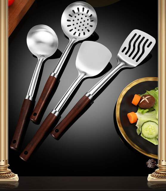 Thickened stainless steel spatula stir-fry iron spatula household kitchen anti-scald stir-fry stir-fry spoon Colander pan shovel kitchenware set detail 11