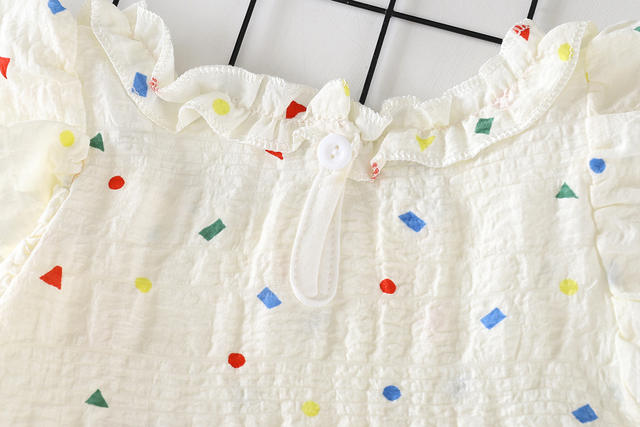 Summer New Dress for Girls, Cloud Cotton, Small Flying Sleeves, Sweet Dress, Stylish Floral Dress detail 7