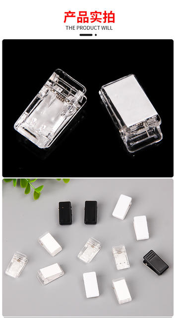Acrylic clip stationery accessories plastic clip transparent small clip with glue file ass clip hand account PP clip diy detail 7