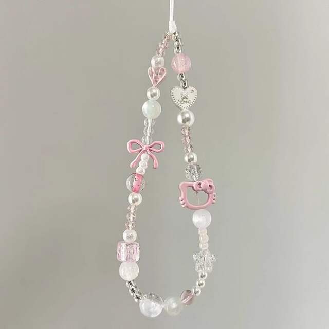 New Kitty Cat Bowknot Phone Chain Phone Lanyard for Women, Cute Ccd Camera Strap, New Style Phone Accessory detail 2