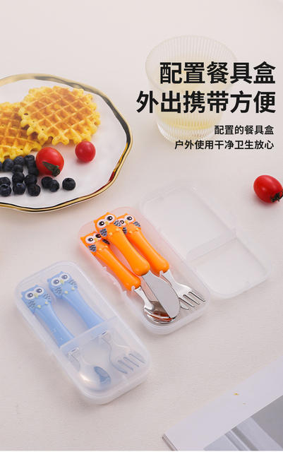 304 food grade children's portable tableware suit baby food supplement infant training spoon fork gift wholesale detail 11