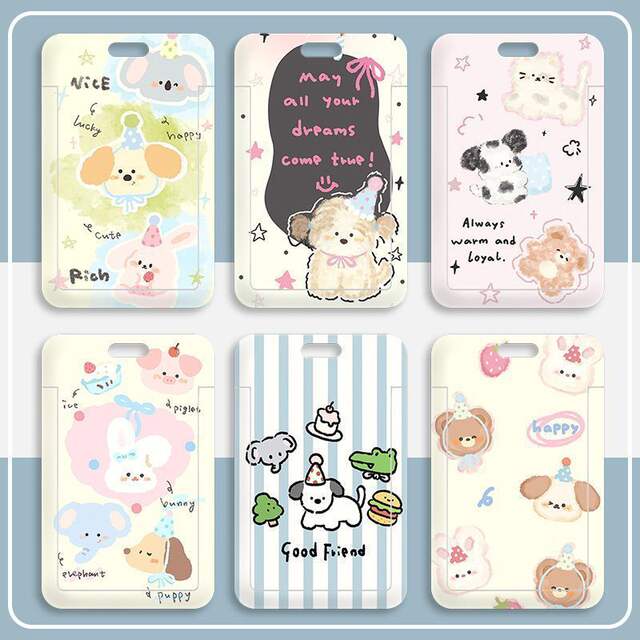 Cute Puppy Cartoon Animal Student Campus Card Double-Sided Meal Card Holder Id Protection Cover Bus Card Id Card detail 6