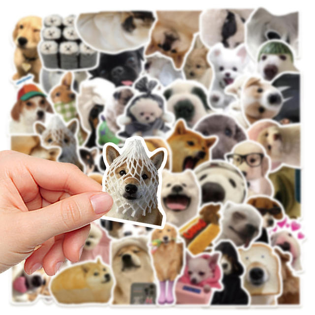 50 Realistic Dog Expression Bag Stickers Laptop Guitar Water Cup Hand Account Book Diary Decoration Waterproof Stickers detail 7