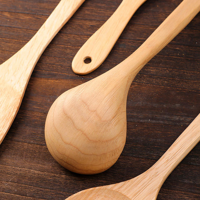 Unpainted and Unwaxed Wooden Spatula, Cooking Spatula, Household High-Temperature Resistant Long-Handled Solid Wood Spoon, Daily Kitchen Use, Yuǎnhào detail 2