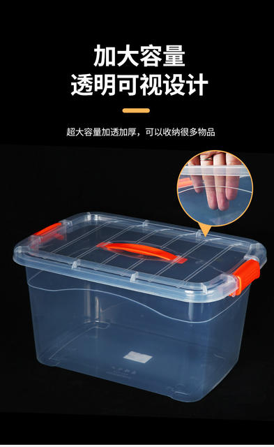Portable Storage Box, Transparent Food Storage Box, Thickened Plastic Storage Box, Clothes Organizing Box, Toy Box with Lid detail 5