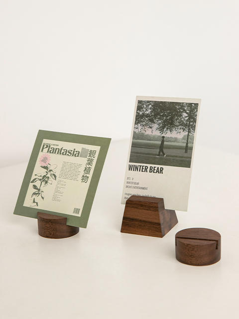 Walnut label business card base beech wood Ming letter card office message card holder retro cross-border new wholesale detail 2