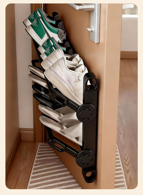 Slipper Rack Bathroom Wall-Mounted Storage Rack Home Door Folding Hanger Home Shoe Drying Rack Storage Organizer detail 5