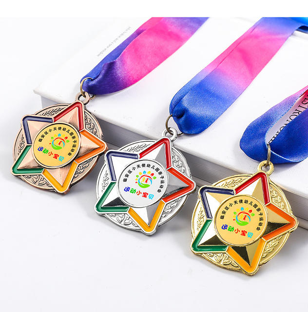 Children's Five-Star Medals Manufacturer Wholesale Fun and Colorful Metal Medals for Kindergarten Activities Children's Medals detail 12