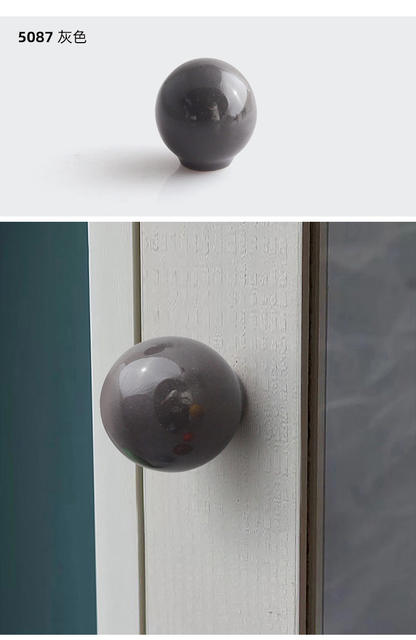 Simple color ceramic cabinet door cabinet wardrobe door drawer round single hole handle bottle cover handle small handle detail 12