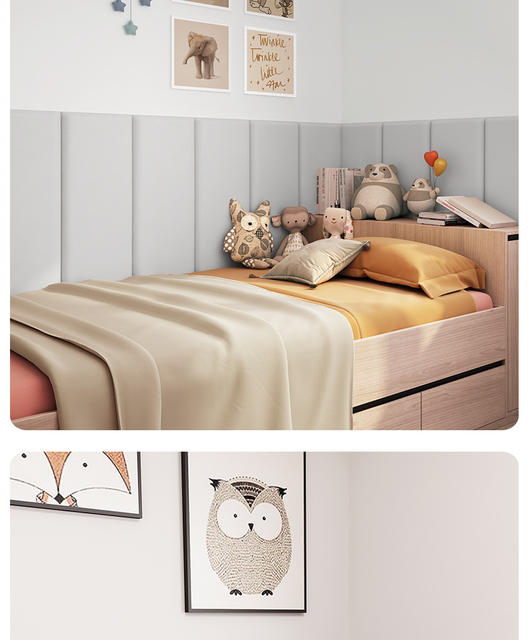 Thickened Leather Soft Bag Children's Anti-collision Self-adhesive Waterproof Three-dimensional Wall Stickers Children's Room Wall Anti-collision Bed Wall detail 12