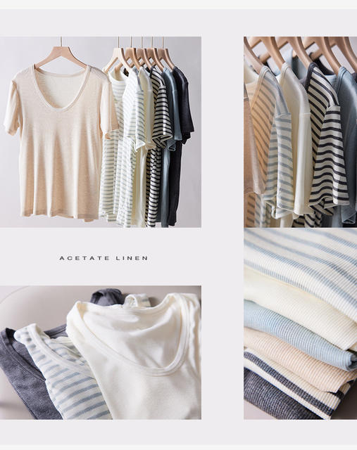 Fenna Fu's New Spring and Summer Silk Base Shirt for Women, Lyocell Short-Sleeve Linen Slimming T-Shirt, Basic Style with a Cool Feel detail 10
