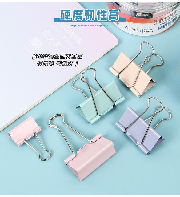 Morandi Color Long-Tail Metal Clips for Documents, Office Clips, Test Paper Clips, Iron Clips, Binder Clips, Wholesale detail 7