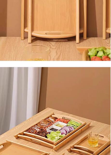 Hotel dish marinated dish barbecue dish wholesale wine dish bamboo wooden tray binaural handle tea tray water cup tray detail 10