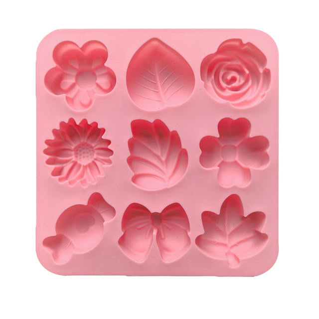 9 different flower-shaped food grade silicone mold chocolate candy jelly jelly mold DIY handmade soap mold detail 8