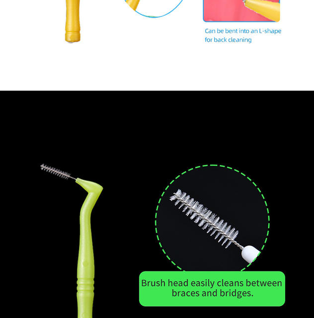L-Shaped Interdental Brush 10/20/50 Pieces, 7-Shaped Bristles for Deep Cleaning between Teeth, Specialized Soft Bristles for Interdental Gaps detail 4