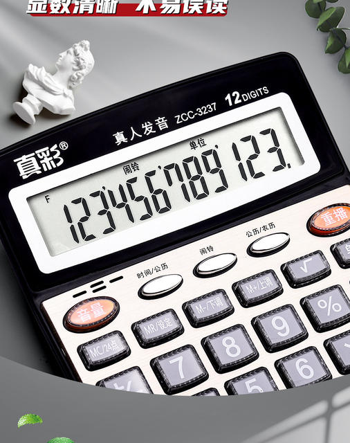 True Color Financial Calculator Accounting Special Battery Calculator Large Office with Voice Computing Machine Office detail 4