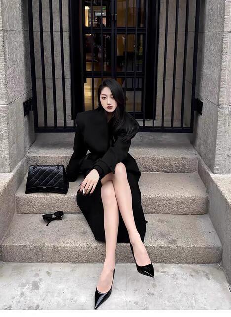 Black Pointed-Toe Red-Soled Comfortable High-Heeled Shoes for Women, 2026 Early Spring New Style, Sexy Versatile Stiletto Side-Cut Single Shoes detail 8