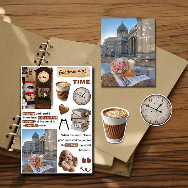 New Product 4 Pieces of Handbook Stickers Brown Ins Style Cartoon Cute Handbook Cutting Film Stickers Diary Creative Stickers detail 8