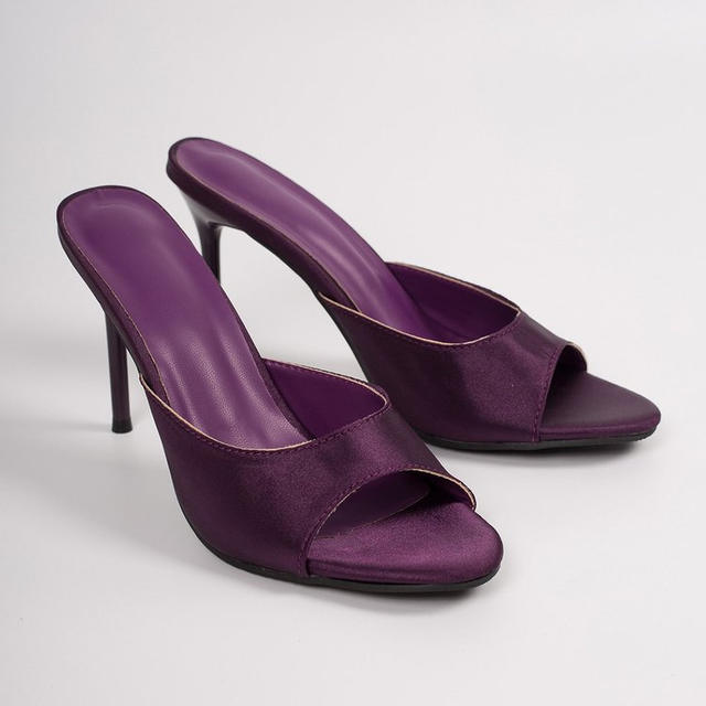 Plus-Size Fashion Simple Solid Color Slip-On High-Heeled Women's Slippers 2026 New Style Sexy Open-Toe Stiletto Shoes detail 3
