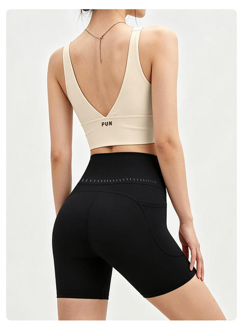 High-Waisted Yoga Shorts with No Awkward Lines, Peach-Lift Design, Suitable for Cycling, Fitness, Running, with Pockets, Women's Sports Shorts detail 11