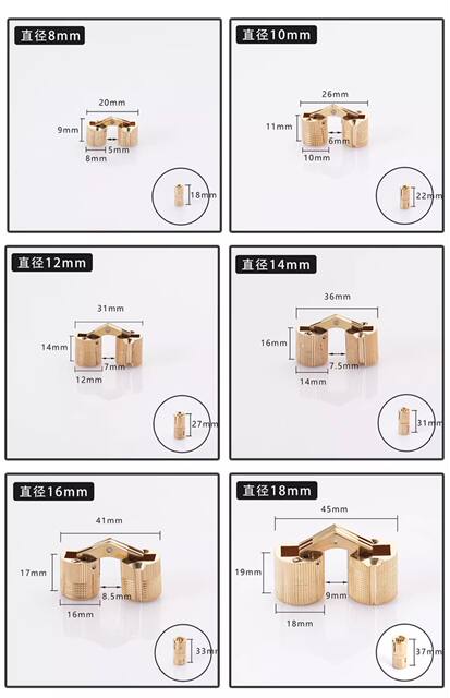 Copper Concealed Hinge Cylindrical Type Hidden Full Copper Hinge Decorative Box Hardware Accessories Cross-Border Hot Sale detail 7