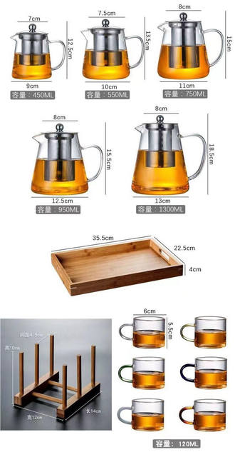 Manufacturer Wholesale High Borosilicate Heat-Resistant Glass Teapot Transparent Kung Fu Tea Set Teapot Stainless Steel Filter Flower Teapot detail 7