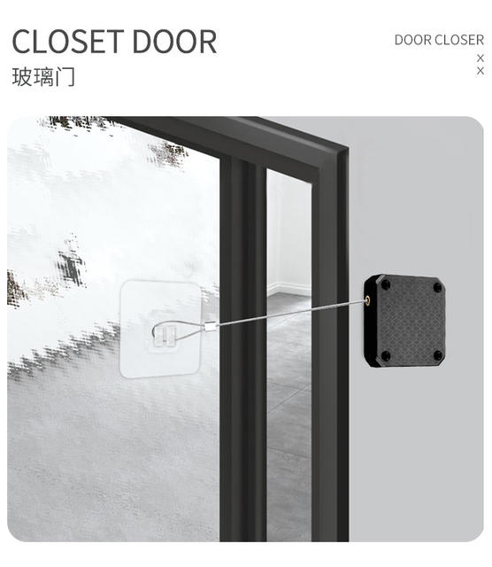 No-Drill Door Closer Buffer Automatic New Glass Door Device Fireproof Door Damper New Closer detail 11