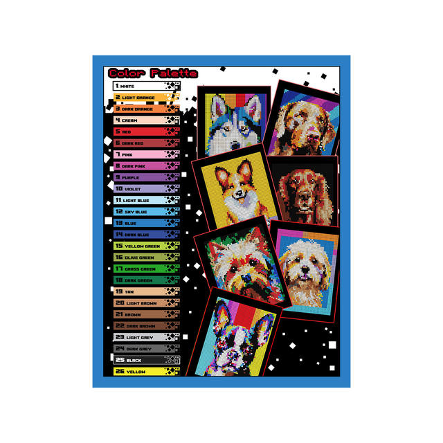 Cross-Border Spot Hot Selling Pixel Art Coloring Book 50 Different Puppies Animal Theme Digital Coloring Book detail 3