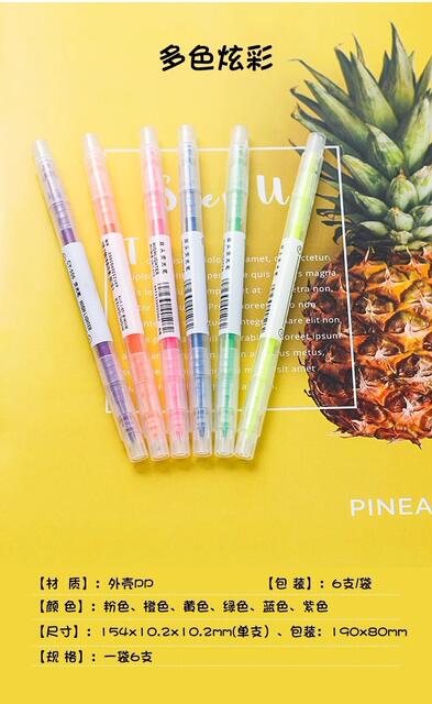 Double-head highlighter student hand account pen marker pen color marker pen 6 color painting pen stationery wholesale detail 3