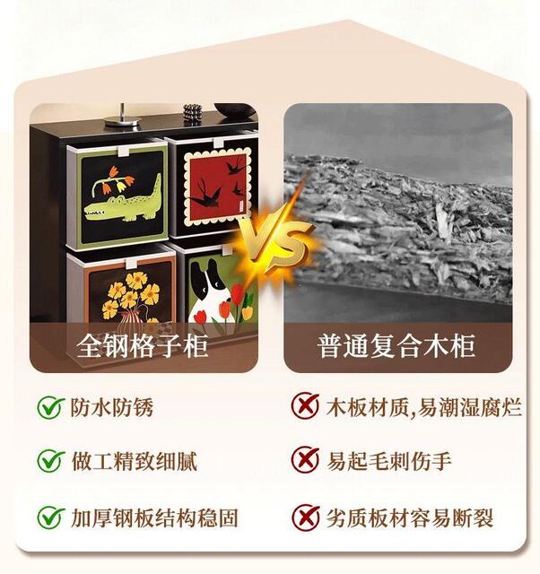 Steel Lattice Iron Art Hollow-Out Lattice Cabinet Children's Bookshelf Open Storage Free Combination Tv Cabinet Storage Cabinet detail 7