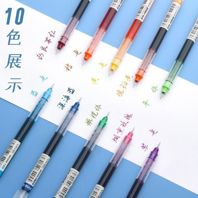12-Color Direct Liquid Rollerball Pen, 0.5mm Large Capacity Multi-Color Quick-Drying Direct Liquid Gel Pen, Smooth Writing detail 5
