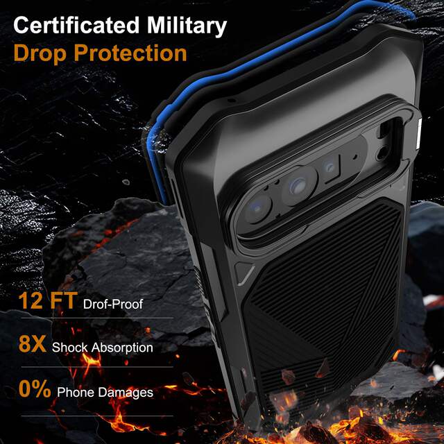 Google Pixel9/10 Metal Phone Case Anti-Fall Protective Cover with Stand 9/10Pro XL Magnetic Phone Case detail 1