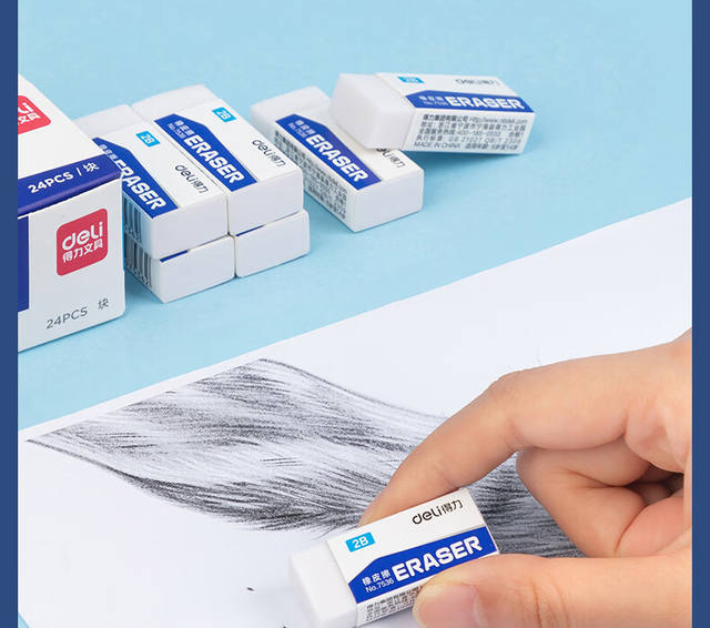 Deli Eraser, Phthalate-Free, No Residue, Super Clean, Easy to Erase Without Leaving Marks, Specially Designed for Elementary School Students, Suitable for Exams and Drawing, 2B Eraser detail 10