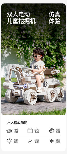 New Model Children's Excavator, Large Toy Vehicle That Can Be Ridden, Remote-Controlled Electric Excavator Construction Vehicle for Girls and Boys detail 1