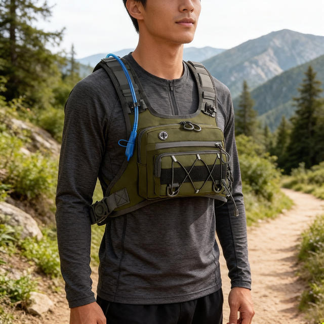 Outdoor Sports Cycling Backpack, Multi-Functional Hiking and Mountaineering Vest, Lightweight Tactical Backpack, Cross-Country Chest Bag detail 1
