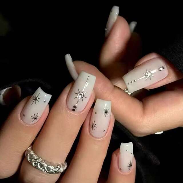 Trendy Hexagram Nail Stickers Ins Style Gold and Silver Adhesive Thin Flexible Nail Patches detail 11
