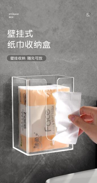 Transparent Acrylic Tissue Box Towel Storage Box Desktop Kitchen Restaurant Napkin Bathroom Tissue Box detail 2