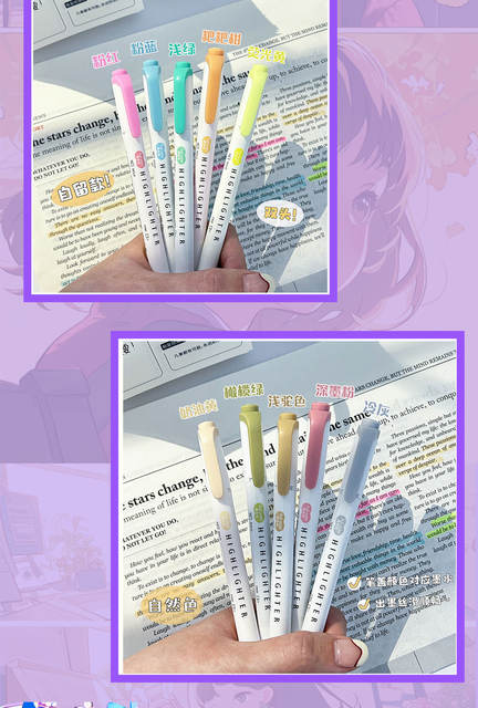 Double-Ended Highlighter Ins High-Value Highlighter Non-Smudge Marker Pen Student Eye Protection Note-Taking Handbook Special detail 8