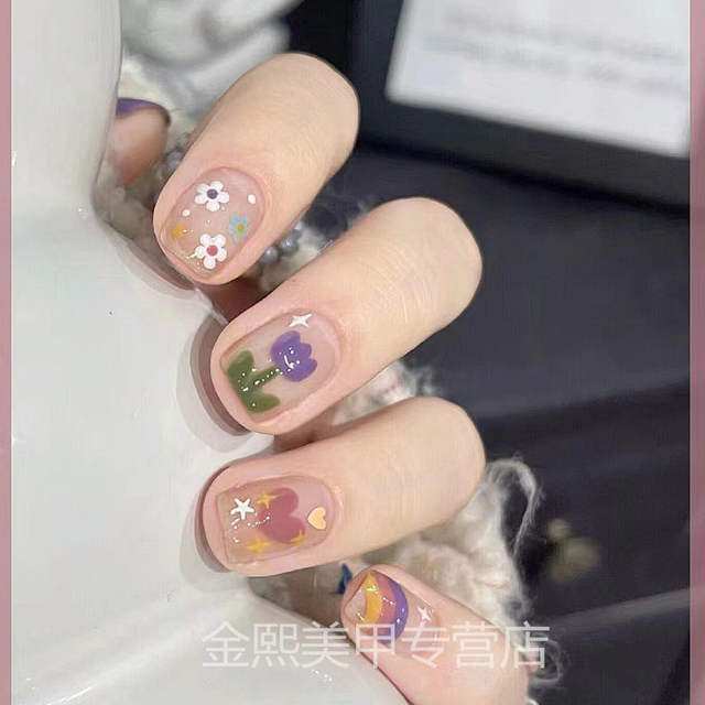 Children's Nail Stickers, Girls' Non-Toxic Nail Art Stickers, Dopamine Rainbow 2026 New Self-Adhesive No-Bake Decorations detail 4