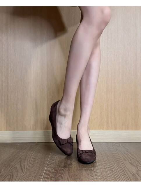 Sheepskin Version~ Gentle and Versatile Bow-Knot Round-Toe Wedge-Heeled Shallow-Mouthed Single Shoes for Women, Comfortable Mary Jane Shoes for Daily Commuting detail 4