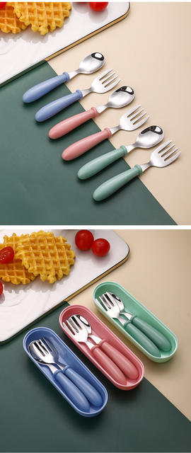 304 children's tableware suit stainless steel baby eating spoon children's tableware fork spoon fork detail 12