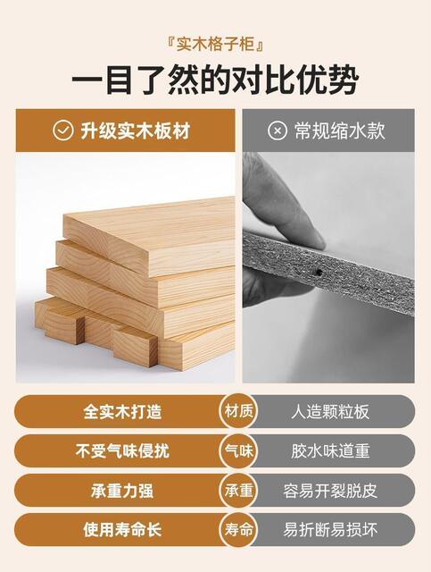 Solid Wood Bookshelf, Floor-Standing Storage Rack, Bookcase, Storage Cabinet, Integrated Wall-Mounted Combination, Kindergarten Grid Cabinet, Storage Cabinet detail 3