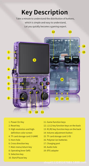 1g Running Cross-Border New Model R36S Open-Source Handheld Game Console Retro Gba Arcade Classic Fc Arcade Portable Psp detail 9