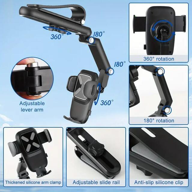 Car Mobile Phone Holder Sun Visor Navigation Car Support Frame Universal Direct-View Car Multi-Function Mobile Phone Holder detail 6