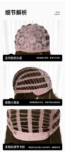 Cross-Border Wholesale of Women's Wigs, Internet Celebrity Daily Hazelnut Gray Bun Long Curly Hair, Realistic Natural Middle Part Full Head Wig detail 5