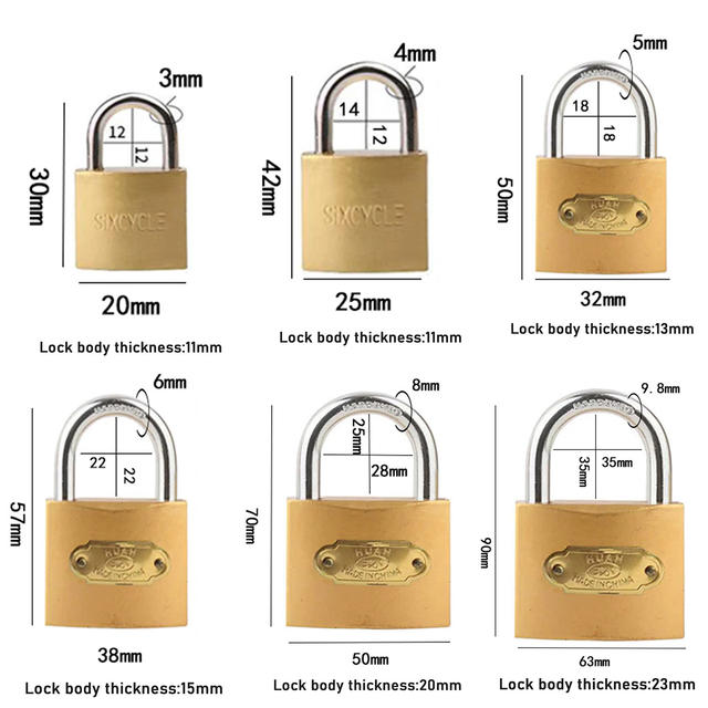 Imitation Copper Standard One-Word Cross Atomic Hanging Lock Iron Padlock Small Lock Lock Household Lock Cabinet Door with Key detail 8
